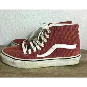 VANS Sk8-Hi Bossa Red Corduroy/White Skate (VN0A38GEU56) Men 7 Women 8.5